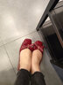 色非單鞋女鞋平底鞋淺口蝴蝶結方頭一腳蹬女士鞋子 深紅色 36 曬單實(shí)拍圖
