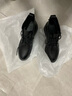 古奇天倫真皮單鞋女加絨女鞋子短靴粗跟中跟高跟鞋黑色皮鞋軟皮舒適工作鞋 9725-2黑色單里 37 曬單實(shí)拍圖
