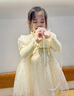蓓然美女童春秋2024新款氣質(zhì)小女孩連衣裙兒童愛莎公主裙子女春秋毛衣裙 杏色 公主裙 100碼 曬單實拍圖