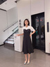 拉夏貝爾（La Chapelle）短袖雪紡連衣裙女裝2025年夏季新款時尚中長款法式小個子夏天裙子  黑白 M 曬單實拍圖