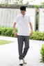 TOMMY HILFIGER【LOGO門襟】夏季男裝商務休閑純色翻領短袖T恤POLO衫34753 白色YBR M （推薦：135-150斤） 曬單實拍圖