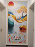 豪咖（HAOKA）玄關(guān)裝飾畫(huà)入戶(hù)壁畫(huà)五福臨門(mén)九魚(yú)圖自粘貼畫(huà)走廊過(guò)道墻紙壁畫(huà)葫蘆 XG九魚(yú)聚財(cái) 寬120高240cm印刷邊框 曬單實(shí)拍圖