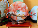 瑪朵維汀 中式天然紅花冰玉石高檔擺件銅玉石平安扣高端禮品電視柜酒柜裝 喜上枝頭臻品銅玉擺件-R20013 曬單實拍圖