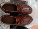 芭芭步2023年春季新款風(fēng)復古真皮手工系帶低跟軟底平底單鞋 棕色 39 曬單實(shí)拍圖