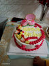 曼恒祝壽新鮮水果奶油壽桃生日蛋糕戚風(fēng)胚現做同城配送爸爸媽媽老人 A款福如東海單層 8英寸（適合2-4人） 曬單實(shí)拍圖