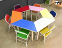 咕咕愛(ài)梯形桌彩色組合桌拼接長(cháng)條桌半圓桌輔導班培訓美術(shù)桌閱覽桌六邊桌 100*50*75單層梯形桌 曬單實(shí)拍圖