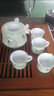 連山閣（LIAN SHAN GE）  陶瓷茶壺過(guò)濾家用泡茶器大號功夫茶具單壺帶網(wǎng)隔內膽杯子套裝沖茶壺 方壺玉蘭花陶瓷過(guò)濾一壺四杯 曬單實(shí)拍圖