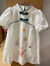 Classic Teddy女童連衣裙兒童漢服中大童裝國風(fēng)新中式旗袍淑女公主裙 白色 120  曬單實(shí)拍圖