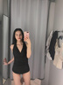 DK 泳衣女連體性感掛脖露背小胸聚攏遮肚顯瘦溫泉黑色比基尼游泳衣 黑色 L 曬單實(shí)拍圖