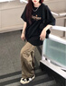 凱瑞姆科羅休閑工裝褲男美式vibe風(fēng)小眾設計感褶皺抽繩排扣微喇叭直筒長(cháng)褲卡其色XL 曬單實(shí)拍圖