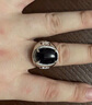 展緣S925銀鑲大顆粒山東天然藍寶石男士戒指12*16mm單面高貴有質(zhì)感 曬單實(shí)拍圖