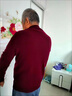 恒源祥純羊毛絨衫男士男圓領(lǐng)加厚冬純色中老年毛衣針織衫打底衫保暖 棗紅 S 165/84A=105 曬單實(shí)拍圖