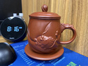 玖晟祥 宜興紫砂杯帶過濾內(nèi)膽 純?nèi)止~化龍蓋杯泡茶杯子三件套 魚化龍蓋杯 大紅袍款 曬單實(shí)拍圖