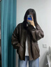 GARNUO美拉德皮衣外套女男女同款春秋小個(gè)子棕色美式復(fù)古機(jī)車短款皮夾克 棕色 S【80-105斤】 曬單實(shí)拍圖