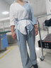 大碼女裝200斤胖妹妹夏季套裝女拼接假兩件襯衫顯瘦牛仔褲兩件套SN5825 上衣+褲子 2XL 【建議140-160斤】 曬單實(shí)拍圖