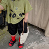 mlgt kids童裝漢服男童套裝夏季新款女童寶寶旗袍裙中式秋裝兒童唐裝 綠色 90 cm（建議身高85cm左右) 曬單實(shí)拍圖