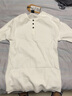 續點(diǎn)螺紋棉亨利衫男長(cháng)袖t恤男純色美式復古休閑健身緊身修身打底衫男 白色 L 碼112-130斤左右修身版型 曬單實(shí)拍圖