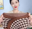 矢向圍巾脖套三角型男秋冬針織圍脖保暖護頸假領方便套頭懶人女士簡易 三角套頭圍脖-萬福紅邊 曬單實拍圖