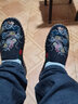 布舍元 中國風(fēng)祥龍國潮刺繡花布老北京布鞋男士花頭單鞋一腳蹬懶人漢服鞋復古休閑單鞋 211-9016黑色 39 曬單實(shí)拍圖