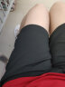 萨姆依运动短裤女夏季宽松白色松紧腰排扣五分阔腿裤休闲学生遮胯中裤子 黑色 XL 实拍图