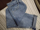 朵粉兒 高腰牛仔褲女春秋季新款卷邊寬松顯瘦直筒百搭bf小個(gè)子煙管褲潮 復古藍常規(高169以下選) 28碼 (2尺1) 曬單實(shí)拍圖