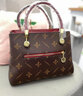 黛迷包包女包手提大容量牛皮斜挎輕奢大氣女士包包母親節禮物送媽媽 酒紅小花 曬單實(shí)拍圖