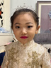 小咔衣濃兒童禮服公主裙花童婚禮小女孩生日長(cháng)袖主持人鋼琴演奏演出服秋季 香檳金-改良版（裙擺無(wú)花） 150 曬單實(shí)拍圖