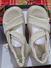 達芙妮涼鞋女2025夏季一字帶涼鞋女小香風(fēng)平底舒適沙灘涼鞋女鞋 米白色（跟高 3.5cm） 37 標準尺碼 曬單實(shí)拍圖