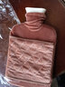 湖綿 加厚橡膠注水熱水袋學(xué)生防爆沖水暖水袋暖手腳可愛(ài)可拆洗毛絨 可插手 格子大號棕色 曬單實(shí)拍圖