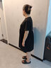 優(yōu)美珍（YOUMEIZHEN）日本孕婦裝夏裝連衣裙夏季寬松短袖裙子不規則中長(cháng)款潮媽孕婦 黑色 XL 曬單實(shí)拍圖