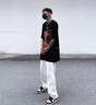 RFKU美式褲子男寬松直筒拖地休閑長褲秋季新款潮流韓版青少年牛仔褲男 白色 XL （建議130-150斤） 曬單實拍圖