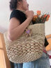 鷗咖諾 編織草編包包女情人節2025新款夏天波西米亞風(fēng)海邊沙灘單肩包 米色 曬單實(shí)拍圖