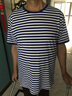 途尊（kingtrip）夏季?；晟滥卸绦銽恤條紋圓領水手服女海軍風棉T半袖情侶裝寬松 男 天藍色 5XL 曬單實拍圖