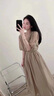 皮爾卡丹母親節(jié)國際真絲連衣裙女夏季2023年新款感收腰顯瘦桑蠶絲長裙子 卡其 2XL 曬單實拍圖