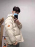 爵少    假兩件棉衣服男潮棉服冬季加厚新款2022潮牌潮流寬松百搭港風(fēng)休閑慵懶風(fēng)棉衣面包服外套 WT09 米白色 3XL 曬單實(shí)拍圖