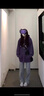 LDBE連帽衛衣女秋冬加絨oversize美式復古高級感港味chic外套設計感潮 紫色【秋冬加絨】 M（95斤以?xún)龋?曬單實(shí)拍圖