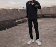 花花公子（PLAYBOY）牛仔褲男修身2025夏季新款加絨保暖男士商務(wù)休閑褲子男裝小腳褲 X-5010HH1201藍黑色 28 曬單實拍圖