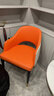 印象綠芙 現代輕奢餐椅家用椅子靠背簡(jiǎn)約賓利椅高檔酒店接待洽談椅休閑 橘色拼米白色 碳素鋼腿 曬單實(shí)拍圖