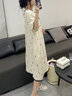 妮狄婭睡衣睡裙女夏季純棉短袖雙層紗布寬松圓領(lǐng)套頭復古公主風家居服 米黃色TF22263 M 曬單實拍圖