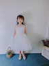 小咔衣濃女童白色公主裙花童婚紗小女孩主持人鋼琴演出服兒童生日晚禮服夏 白色短款232 120 曬單實拍圖