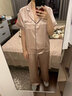 MANITO/曼尼陀 Authentic女士桑蠶絲短袖長(cháng)褲睡衣家居服 甜藕粉+黑 M 曬單實(shí)拍圖