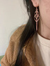?？ㄒ懒魈K耳環(huán)女士氣質(zhì)耳墜高級感高檔耳飾七夕元旦新年禮物送 菱形流蘇耳環(huán)玫瑰金色 曬單實(shí)拍圖