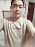 迪貝狼短袖t恤男夏裝百搭男士上衣半袖寬松體恤大碼印花圓領衣服男裝T恤 KY7卡其+點線鐵灰 5XL 建議 185/195斤 曬單實拍圖