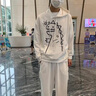 唐號（tanghao）（買(mǎi).衛衣+送.褲子）秋冬季加絨恐龍印花衛衣男初中學(xué)生青少年韓版潮流休閑衣服 恐龍衛衣白色+K01白色 L 曬單實(shí)拍圖