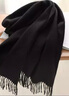 杭絲府百搭純色羊毛圍巾披肩長款男女通用款送媽媽生日送老婆禮物 黑色（羊羔毛） 曬單實拍圖
