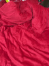 曼克顿（MANKEDUN）牛奶绒四件套冬季保暖法兰绒纯色刺绣冬加厚加绒床单被套家用宿舍 绒轻羽-中国红 四件套1.5m床适用-被套200*230cm 实拍图