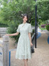 香影（xiangying）改良旗袍女2025夏裝新款碎花裙子國風(fēng)少女年輕款新中式連衣裙 果綠 M 曬單實(shí)拍圖