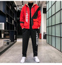 花花公子（PLAYBOY）夾克外套男春秋季時尚工裝夾克男套裝連帽加絨保暖潮流休閑兩件套 紅色 常規(guī) M 曬單實拍圖
