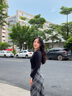 LAGOGO【云感】蓄熱保暖簡(jiǎn)約T恤女拉谷谷春秋新款修身圓領(lǐng)上衣 黑灰(WR) M 曬單實(shí)拍圖
