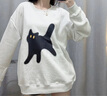 妙奕嘉衛衣女外套春秋款2025秋裝新款秋季女裝穿搭女士t恤長(cháng)袖上衣薄款 白灰色寬松版貓貓印花衛衣純棉 M 【建議130斤以?xún)取?曬單實(shí)拍圖